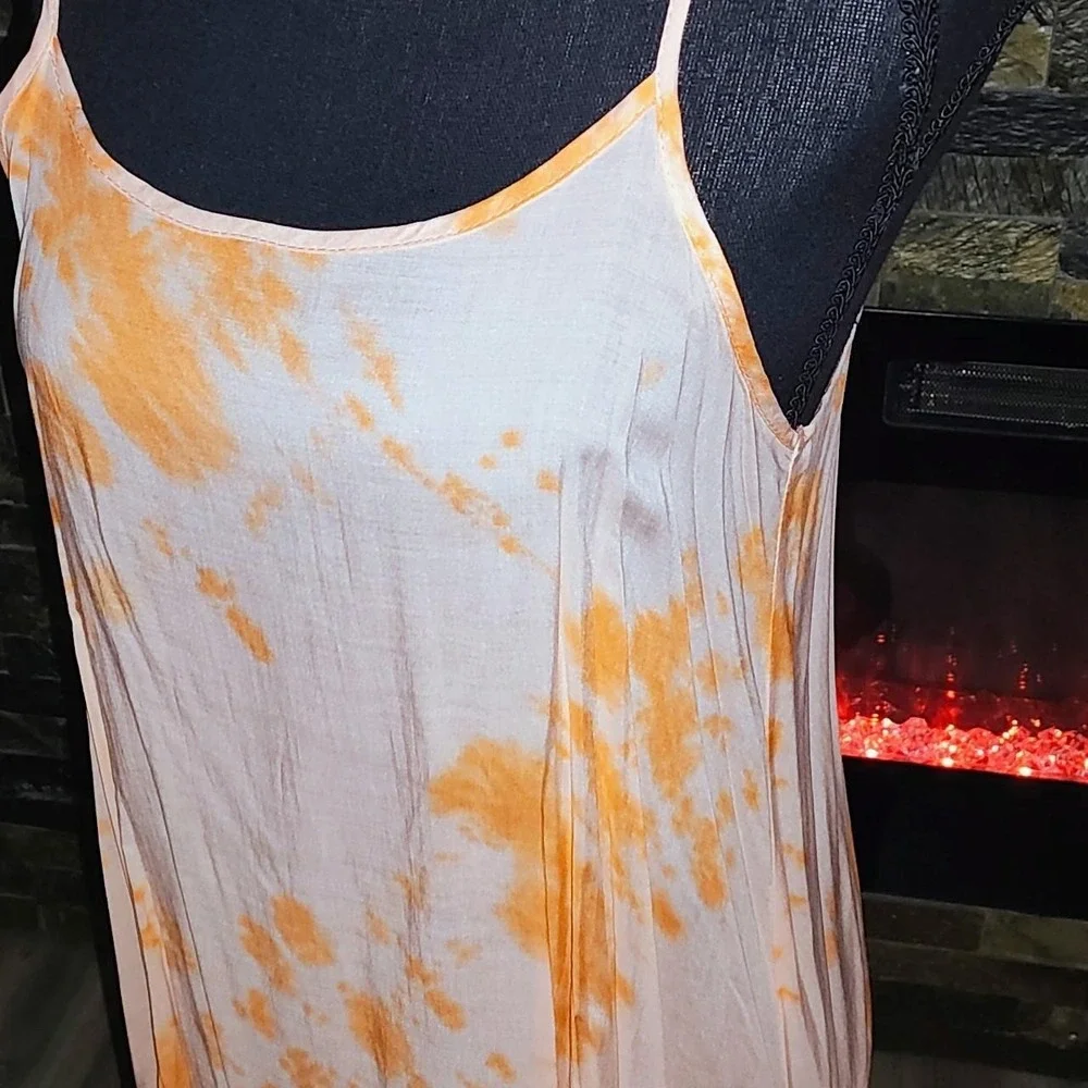 Tye Dye Orange Sherbet Long Top Size S or M NEW - Picture 3 of 4